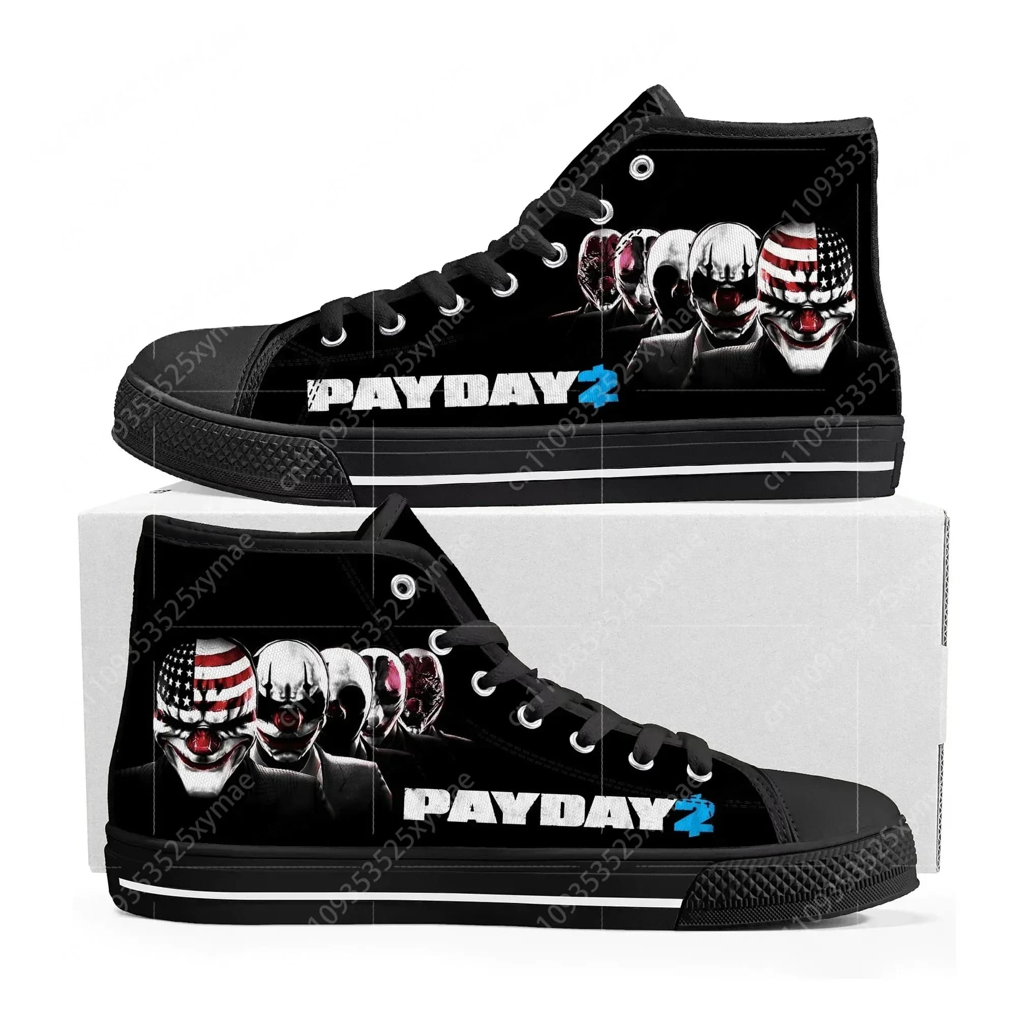 PAYDAY 2 High Top Sneakers Hot Cartoon Game Mens Womens Teenager Fashion High Quality Canvas Sneaker Custom Built Couple Shoes