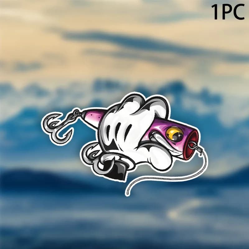 1pc Waterproof PVC Fishing Lure Cartoon Fish Sticker Decal For Tackle Box Car Motorcycle Bike Laptop Decor