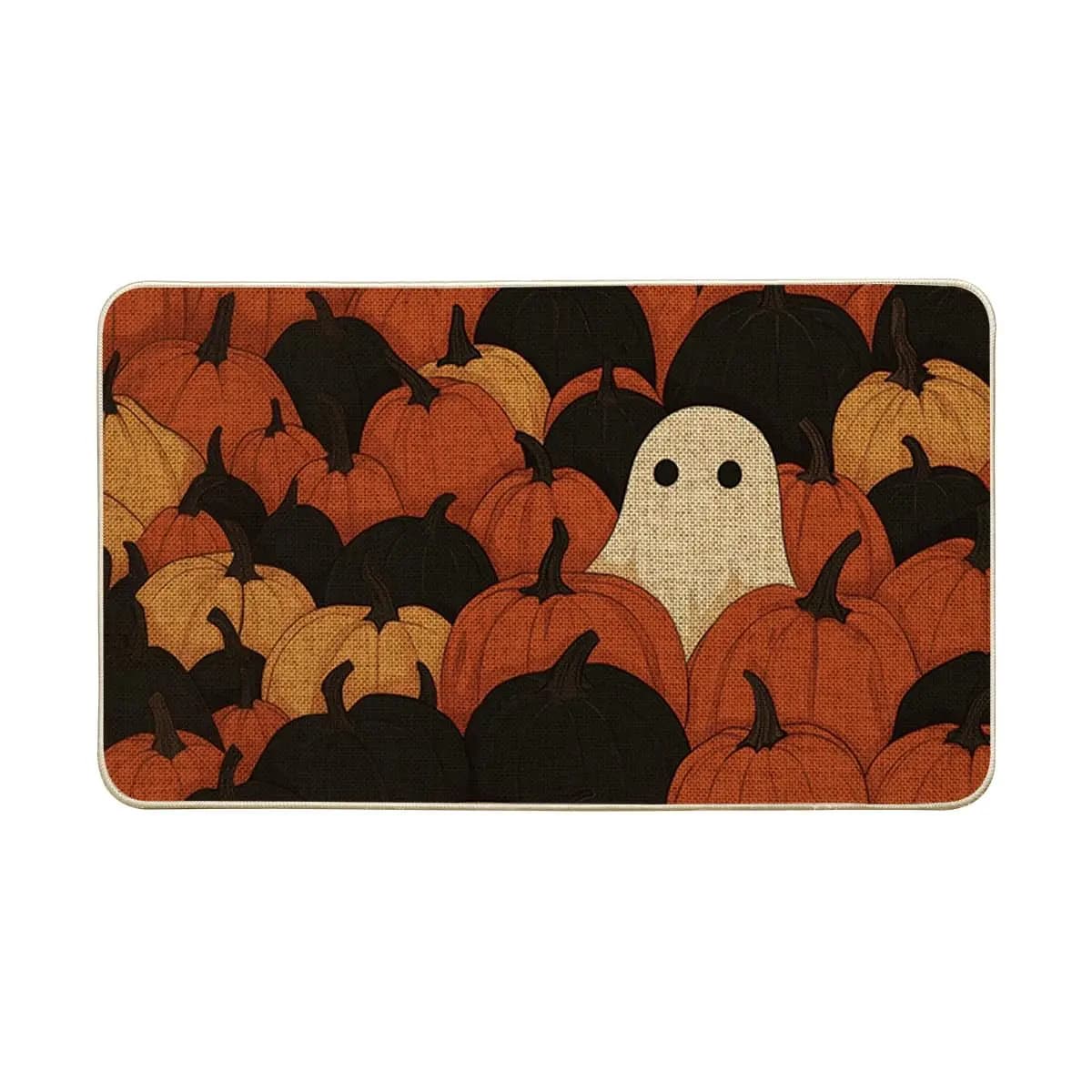 VIKAMA Fantasma Zucca Halloween Zerbino Tappeto lavabile antiscivolo a basso profilo per la decorazione domestica Tappetino per interni ed esterni