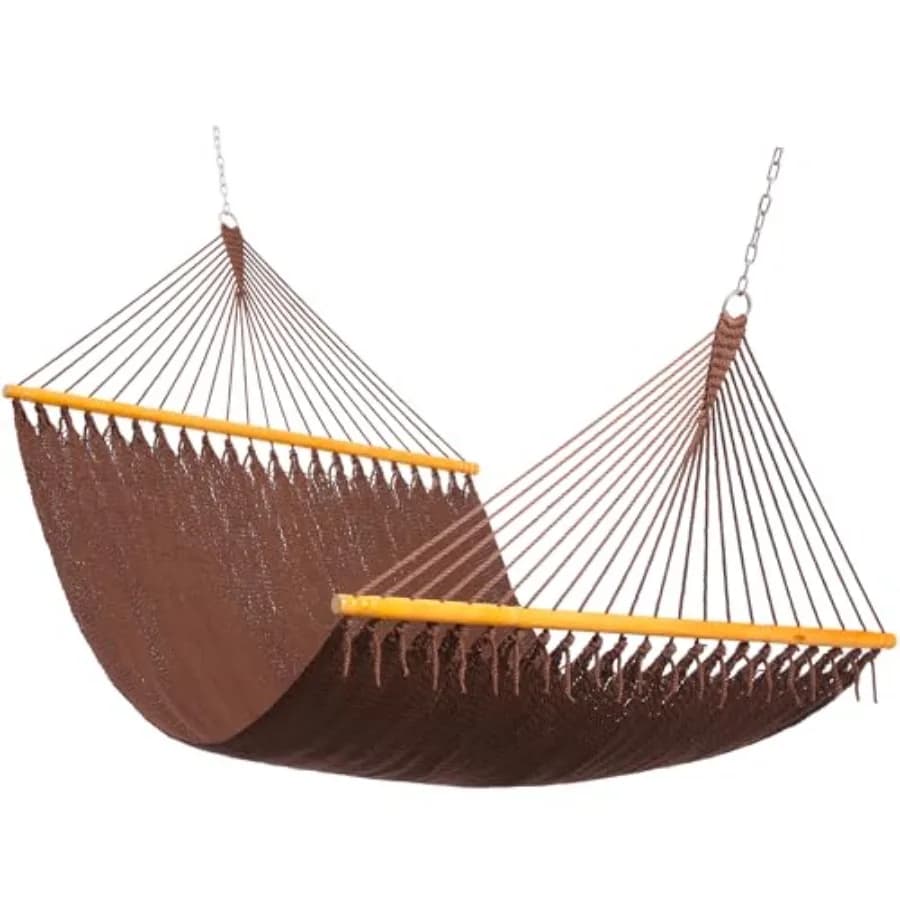 Amaca Caraibica 79 Pollici di Larghezza x 12 Piedi di Lunghezza con Barre di Supporto in Legno, per Relax all'Aperto, Resistente a Tutte le Condizioni Atmosferiche, con Anelli e Catena in Acciaio Inossidabile