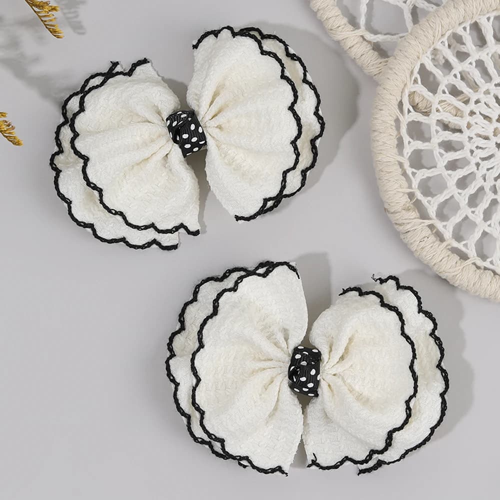 2 pezzi fermagli per capelli con fiocco ondulato alla moda per ragazze tessuto morbido forcine per capelli Bownot a doppio strato copricapo per bambini accessori per capelli