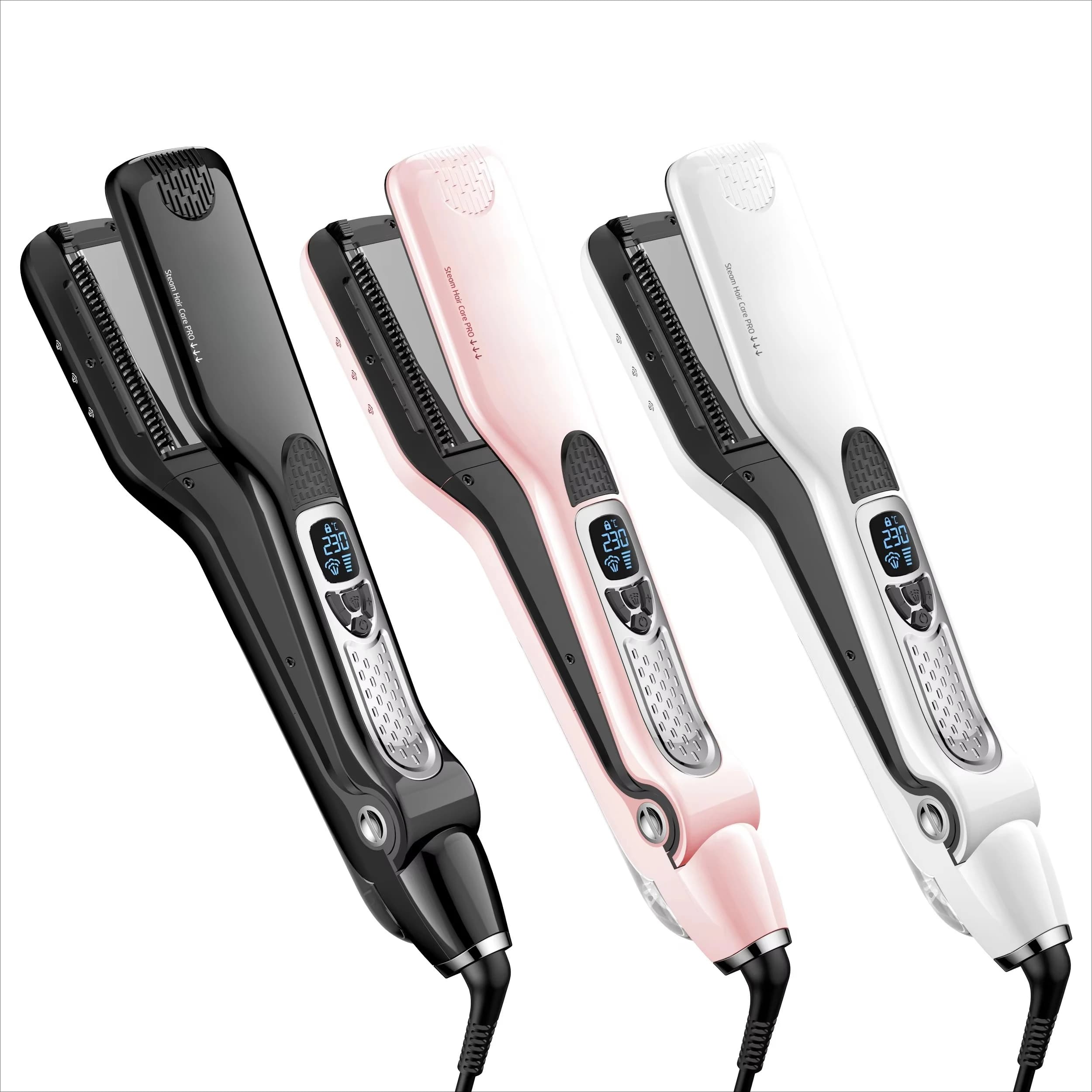 Fast Heating 230℃ Ceramic Flat Iron, Steam Hole Styler, Wet Dry Professional Hair Straightener, Salon Grade Smoothing Tool