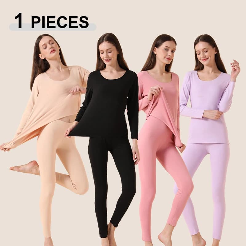 2 Pieces Warm Thermal Underwear Sets Women Fleece-lined Long Seleeves Autumn Winter Base Layer Set Female Thickened Pajamas Sets