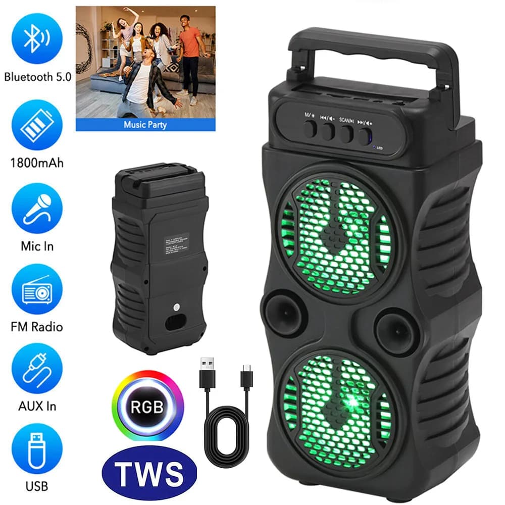 Altoparlante esterno Bluetooth portatile da 1000 W Subwoofer stereo per musica Bass Alimentatore USB per altoparlante Karaoke per famiglie per feste danzanti