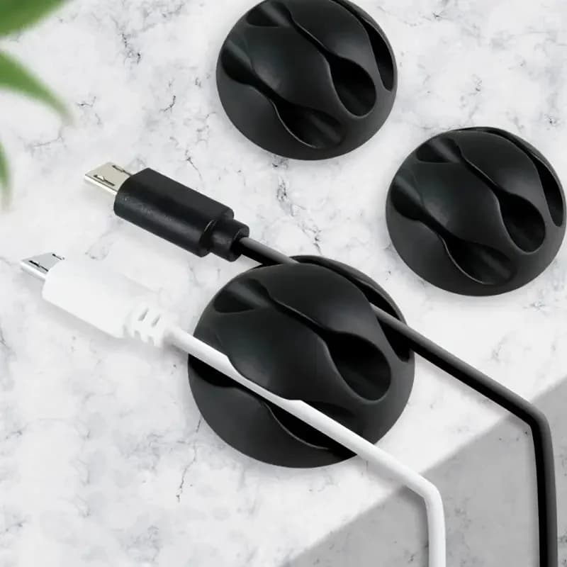 3‑Pack Adhesive Cable Clips, Desktop Cable Managers Cord Holder, Self‑Sticky Cable Organizer, Wire Charger Cord Keeper, Multi‑Purpose Cable Management Holder for Desk, Home, Office, Random Color