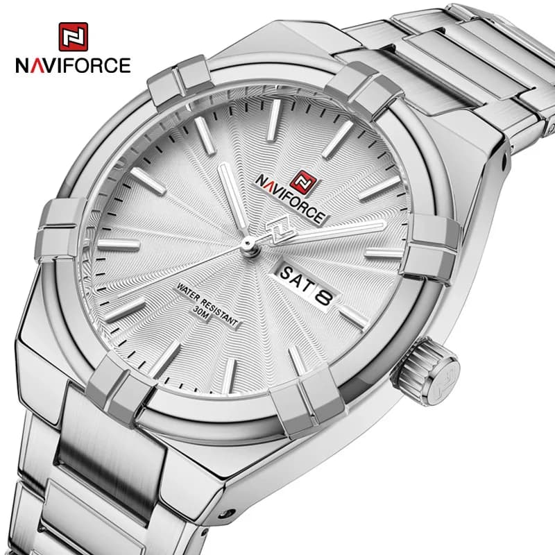 Orologio da Uomo NAVIFORCE di Alta Gamma, Orologio al Quarzo da Polso in Acciaio Inossidabile Impermeabile, Elegante Orologio da Uomo di Lusso NF9218