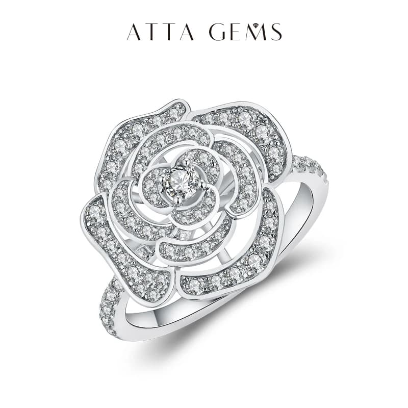 Attagems 1.5CT anello Moissanite per le donne D VVS diamante rotondo doppio anello Halo fidanzamento natale 925 Sterling Silver Wedding