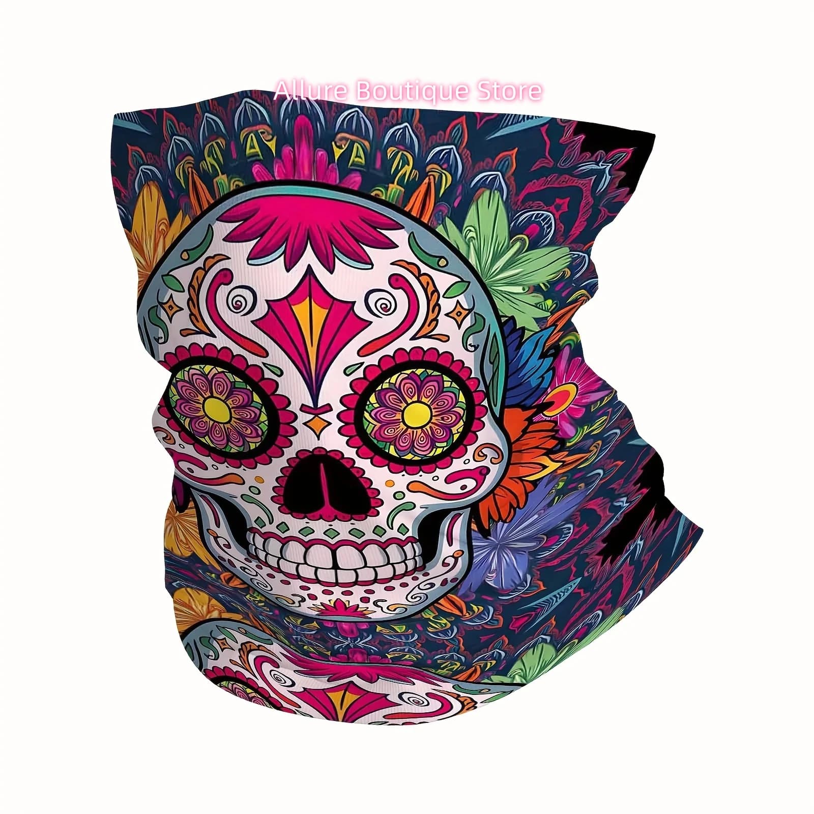 Day of The Dead Print Scarf, Multi-Functional Mask And Neck Scarf, Suitable for Outdoor And Unisex Headscarves, Family Gathering