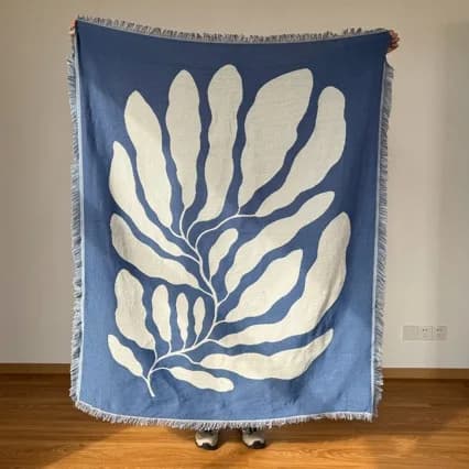 Coperta Tessuta Botanica con Nappe a Foglia e Fiore, Decorazione da Parete per Esterni, Picnic, Viaggi, Campeggio, Casa, Soggiorno, Divano, Camera da Letto