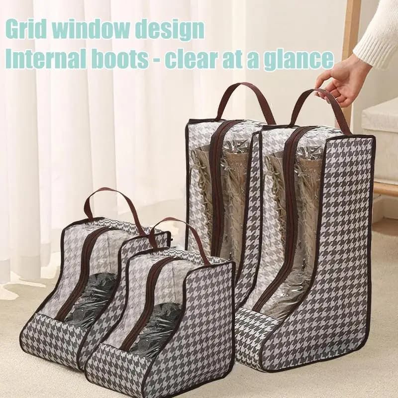 Borsa porta scarpe per la casa, in PVC, portatile, con finestra trasparente, copriscarpe antipolvere per stivali alti e corti, impermeabile, organizer per scarpe