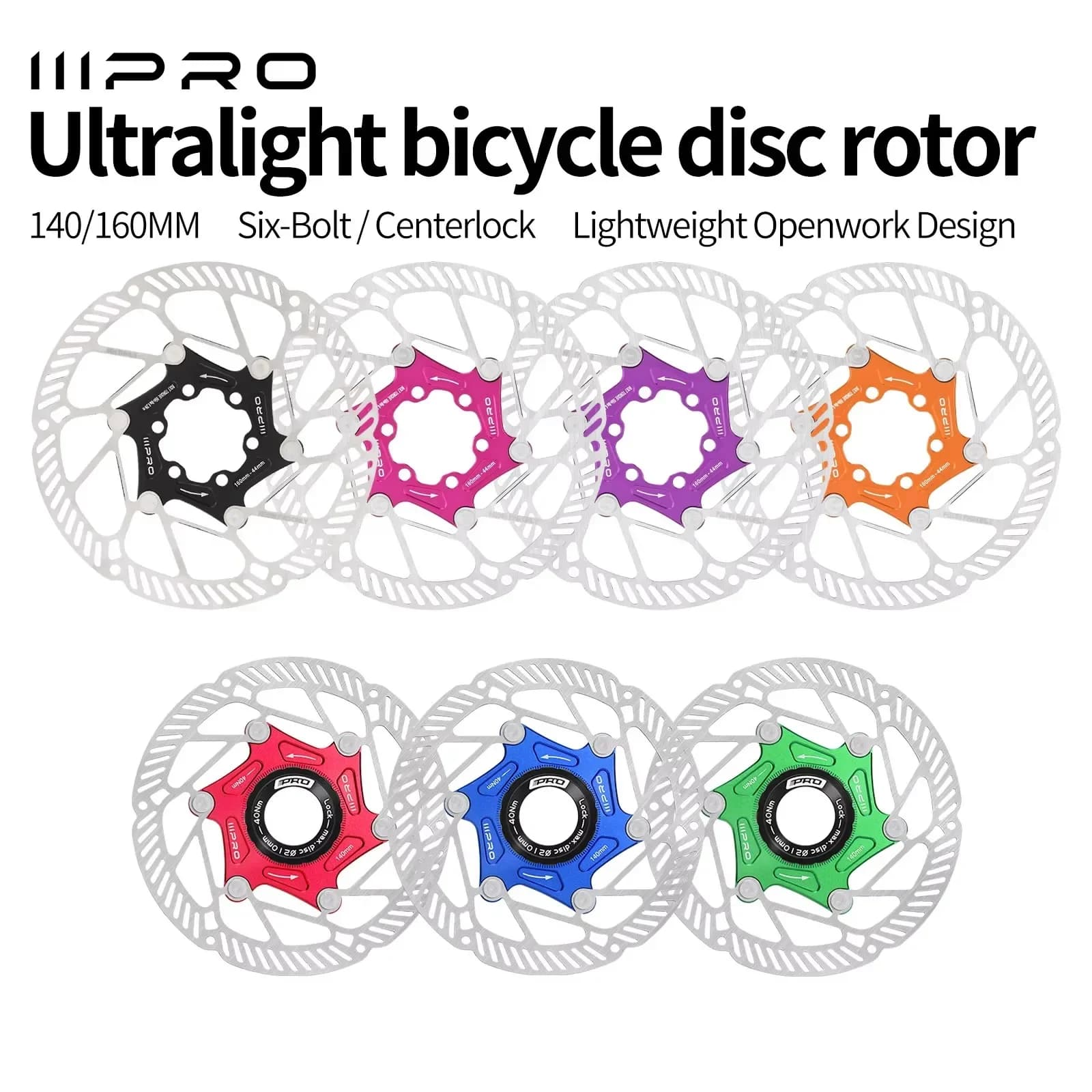 Disco freno flottante IIIPRO a 6 bulloni 140/160mm, disponibile in vari colori, spessore 1,87mm per mountain bike e bici da strada