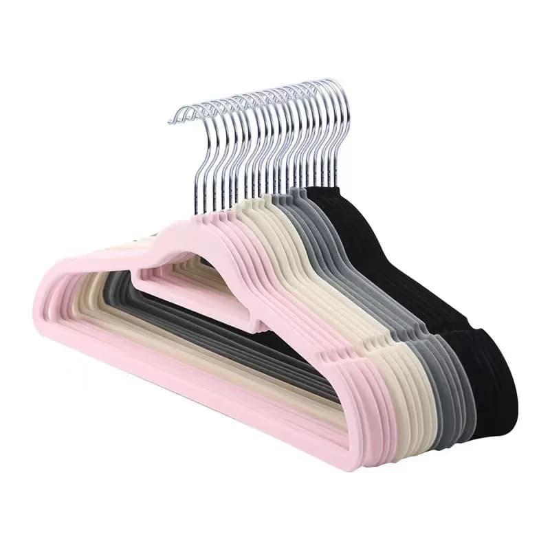 Appendiabiti antiscivolo floccati in ABS da 42 cm, portaoggetti per finitura del negozio di abbigliamento per la casa, appendiabiti senza cuciture per armadio