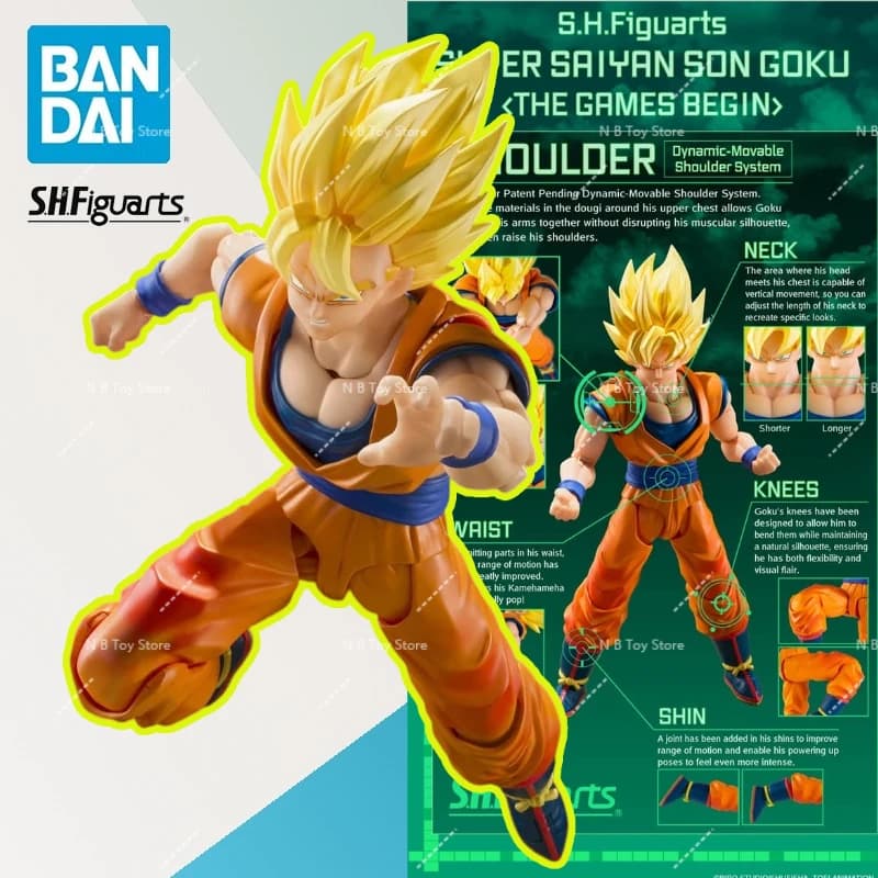 Disponibile originale Bandai Dragon Ball ZSH Figuarts Super Saiyan Son Goku 3.0 The Games Begin Anime Action Figure Modello Regali