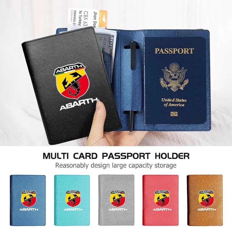 Leather Wallet Multi Slot Passport Travel Wallet ID Card Holder For Abarth Stilo Ducato Palio Bravo Linea Doblo 500 Grande Tipo