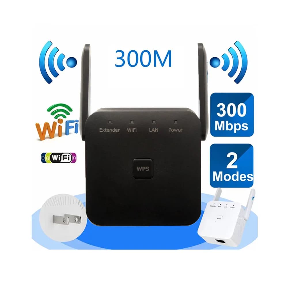 Ripetitore WiFi Wireless 300Mbps 2.4G, Amplificatore di Segnale con Doppia Antenna e Porta RJ45, Facile Configurazione