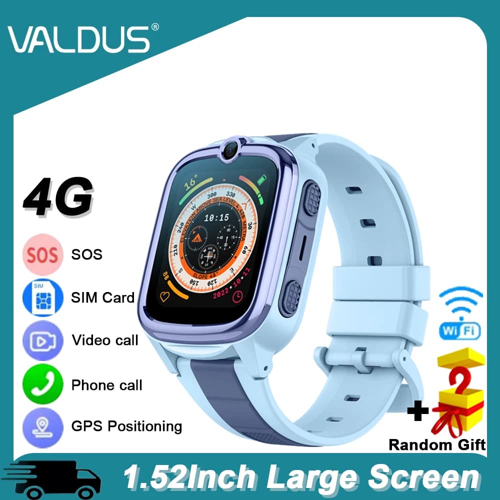 VALDUS 2025 Nuovo VK59 4G Orologio per bambini Videochiamata HD SOS 0.3 Mpix Fotocamera SIM Card WIFI GPS Posizionamento Bambini Smartwatch Ragazzi Regalo