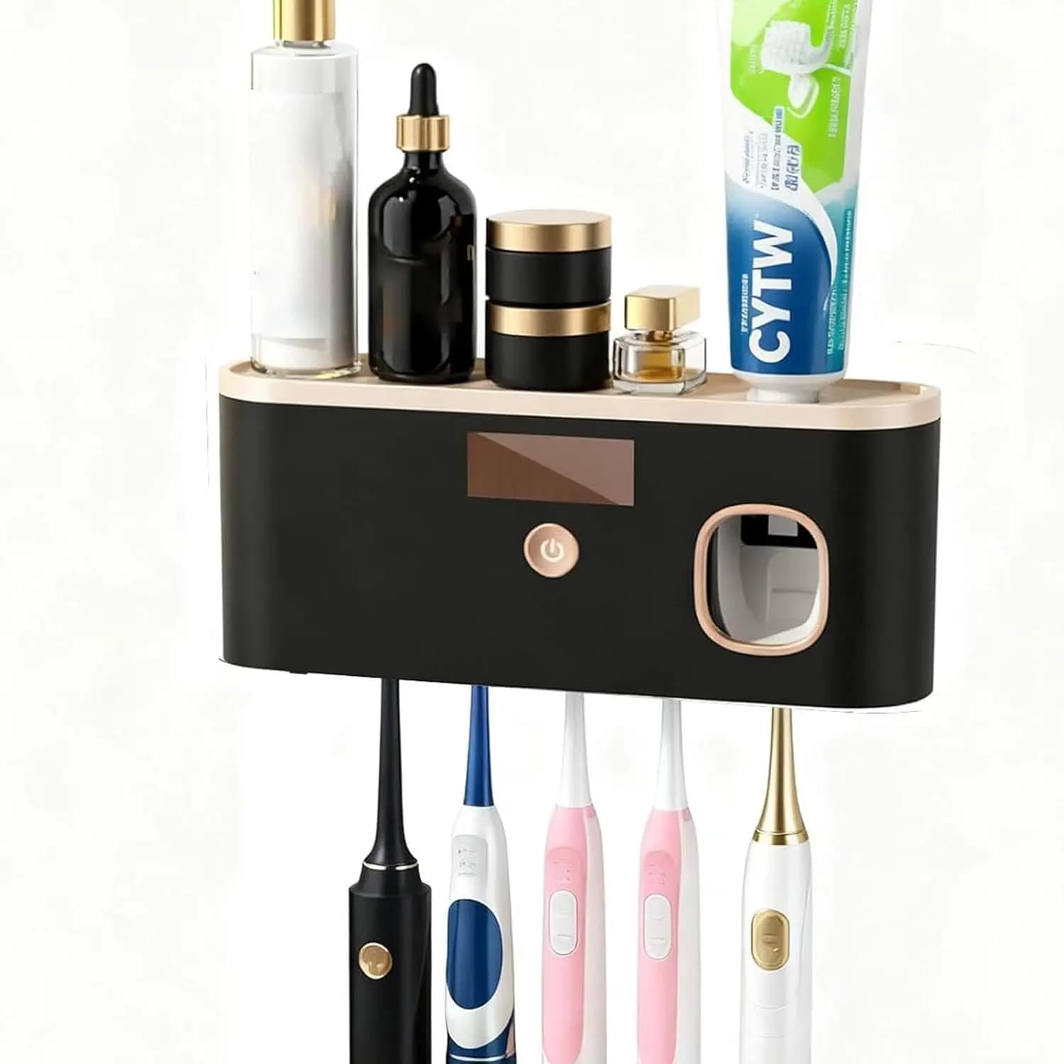 Sterilizzatore per Spazzolini da Denti da Parete, Dispenser Automatico di Dentifricio Ricaricabile USB con 5 Slot per Spazzolini, Organizzatore per Bagno
