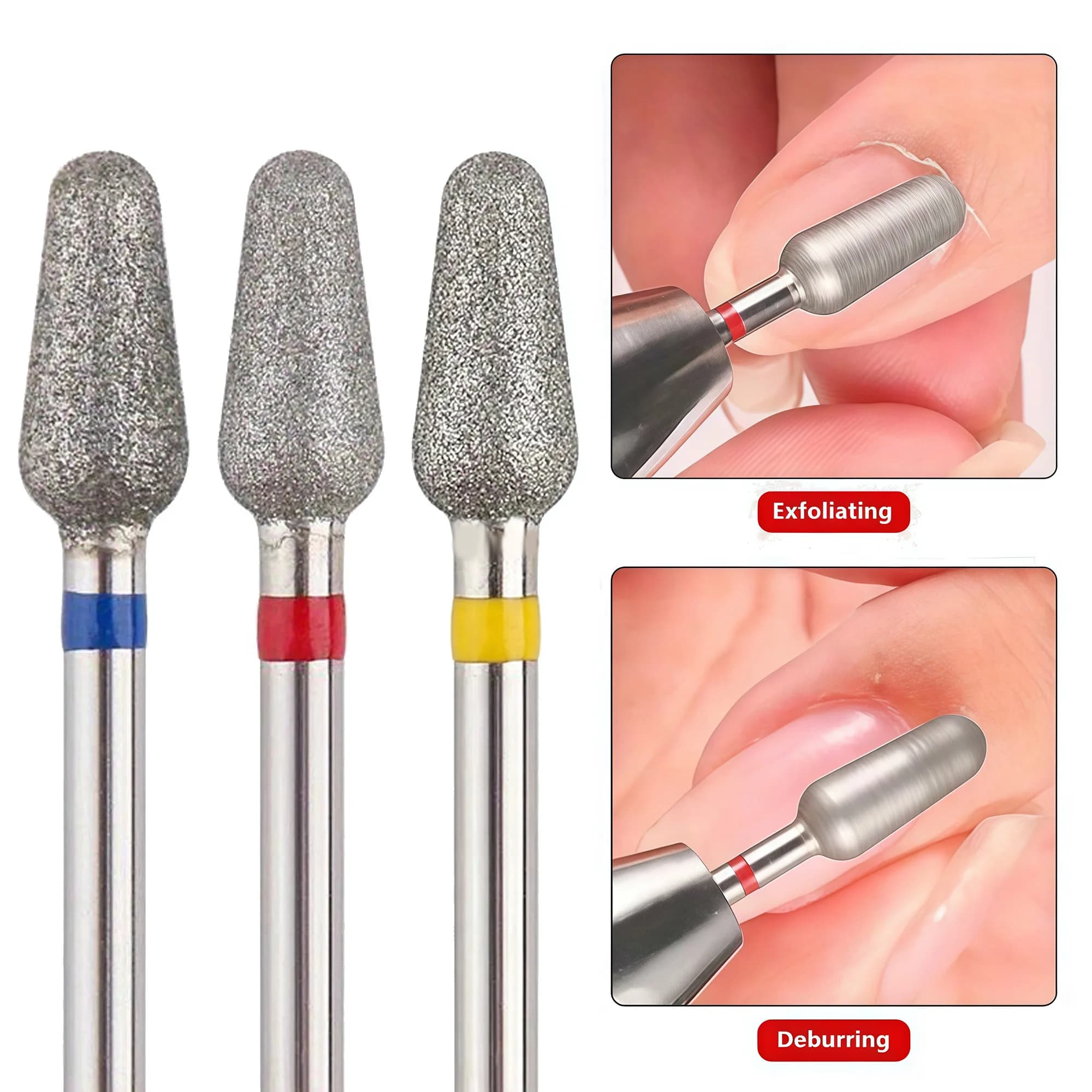 1/3 Tips for Nail Drill in Emery Carbide with 3/32" Professional Nail Drill in Gel and Acrylic, Domestic Use and Salone
