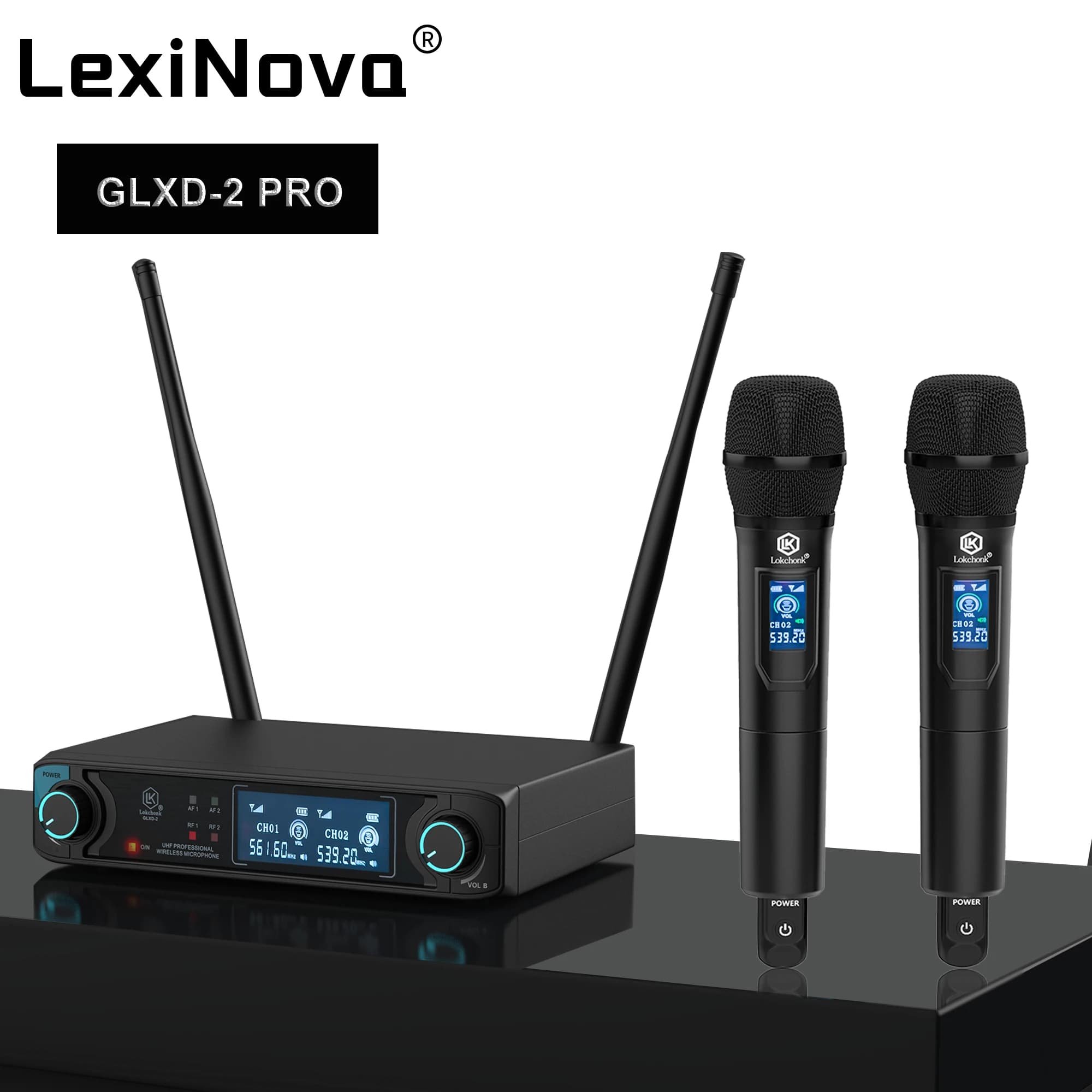 GLXD-2 Professional Wireless Microphone System Musical Singing Wedding UHF Fixed Frequency Mic Handheld Microphone Recording