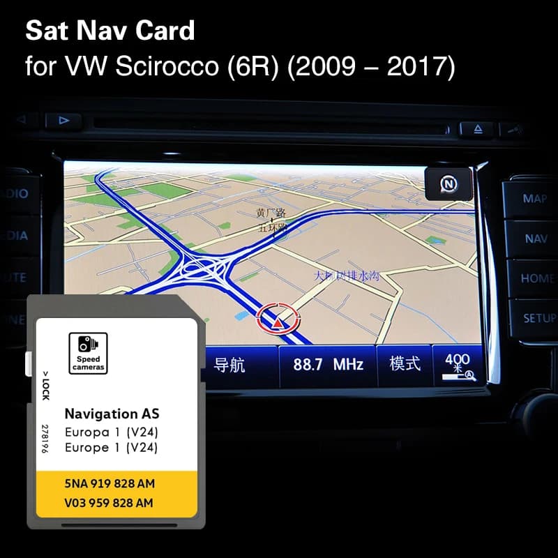 for VW Scirocco 6R 2009-2017 AS V24 Sat Nav Newest Map GPS SD 32GB Card