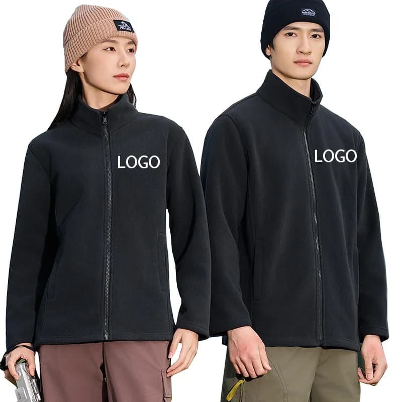 Giacca da uomo in pile polare caldo addensato Colletto rialzato antivento Capispalla Stampa personalizzata Il tuo design Cappotto da escursionismo da campeggio invernale