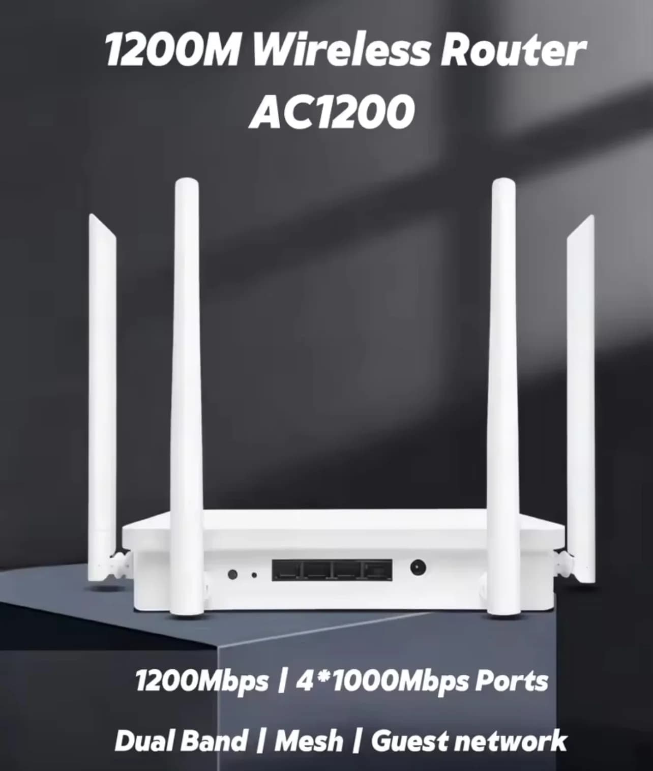 BluesooTech AC1200 Router wireless Dual Band Gigabit WiFi 1200M Internet ad alta velocità 4 antenne Installazione semplice per uso domestico in ufficio