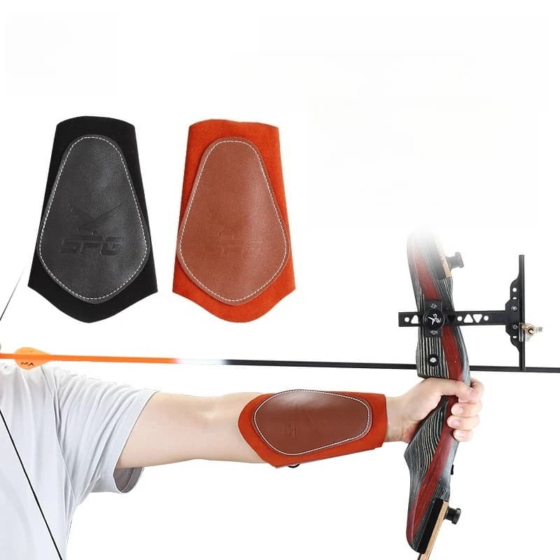 1PC in pelle di mucca braccio polso arco tutore protezione tiro con l'arco arco ricurvo tradizionale arco dito linguetta guardia per caccia tiro