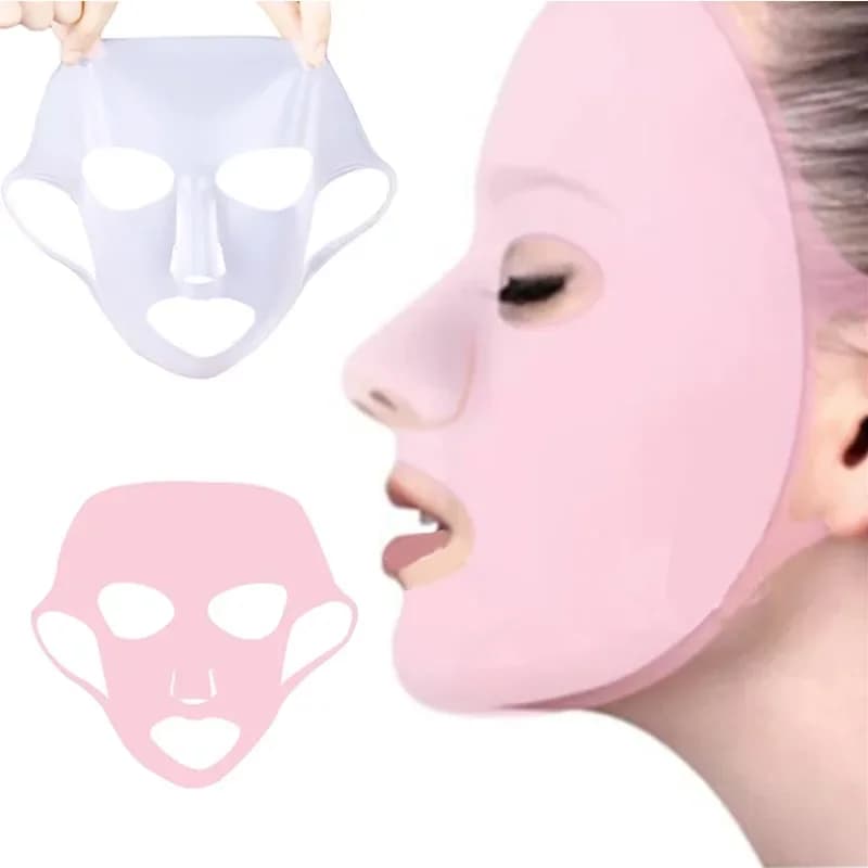 Maschera in silicone per il viso Strumento per la cura della pelle delle donne Appeso all'orecchio Maschera per il viso Foglio di gel Riutilizzabile Lifting Antirughe Rassodante Strumenti fissi per l'orecchio