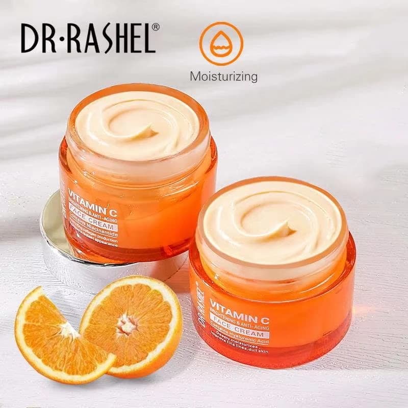 Vitamin C face cream hydrating whitening improves thin lines Hyaluronic acid serum for opaque skin