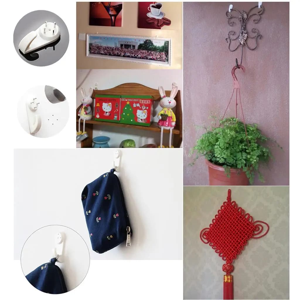 Home Accessories Hard Wall Picture Frame Hooks White Plastic Invisible Seamless Hooks for Framed Art Wooden Photo Wall Hanging