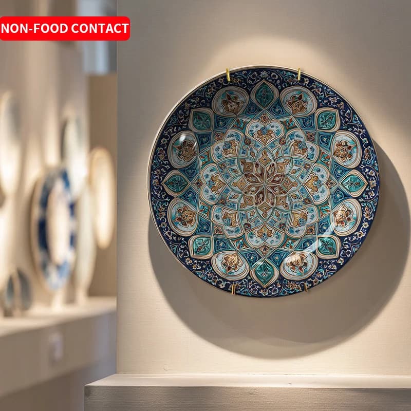 Piatto decorativo in ceramica con mandala floreale persiano ornamentato - Decorazione da appendere a parete, adatto per case, soggiorni, uffici e sale studio