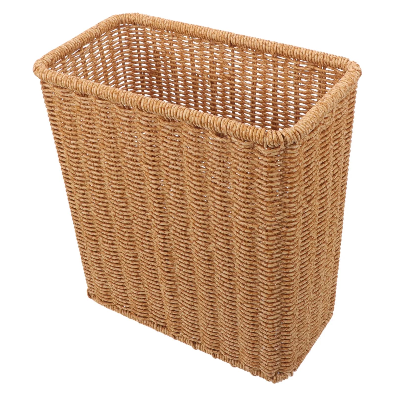 Woven Plastic Trash Basket Sturdy Household Storage Organizer Sundries Wastepaper Waste Bin Woven Trash Can Sundries Basket