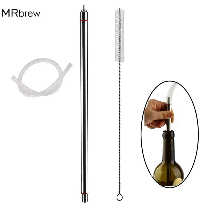 13.7" spring load beer bottle filling machine (35 cm) long with nylon cleaning brush, stainless steel beer transfer, filling machine