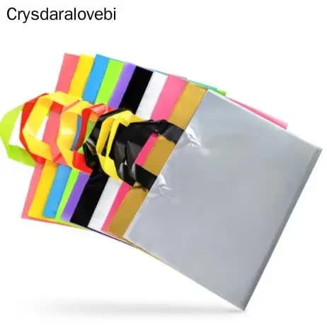 Borsa regalo grande da 50 pezzi in 4 misure, borsa regalo in plastica per imballaggio in tessuto boutique con manico Borsa shopping bianca blu viola