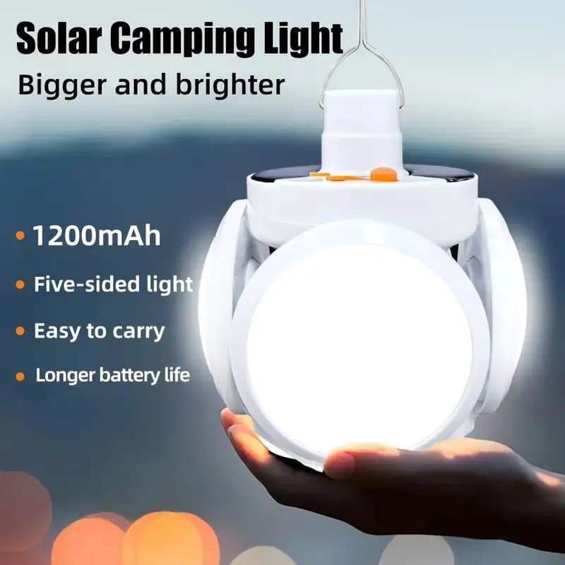1 Gancio per striscia luminosa pieghevole solare Lampadina a LED di ricarica portatile Torcia portatile da campeggio adatta per cortili all'aperto