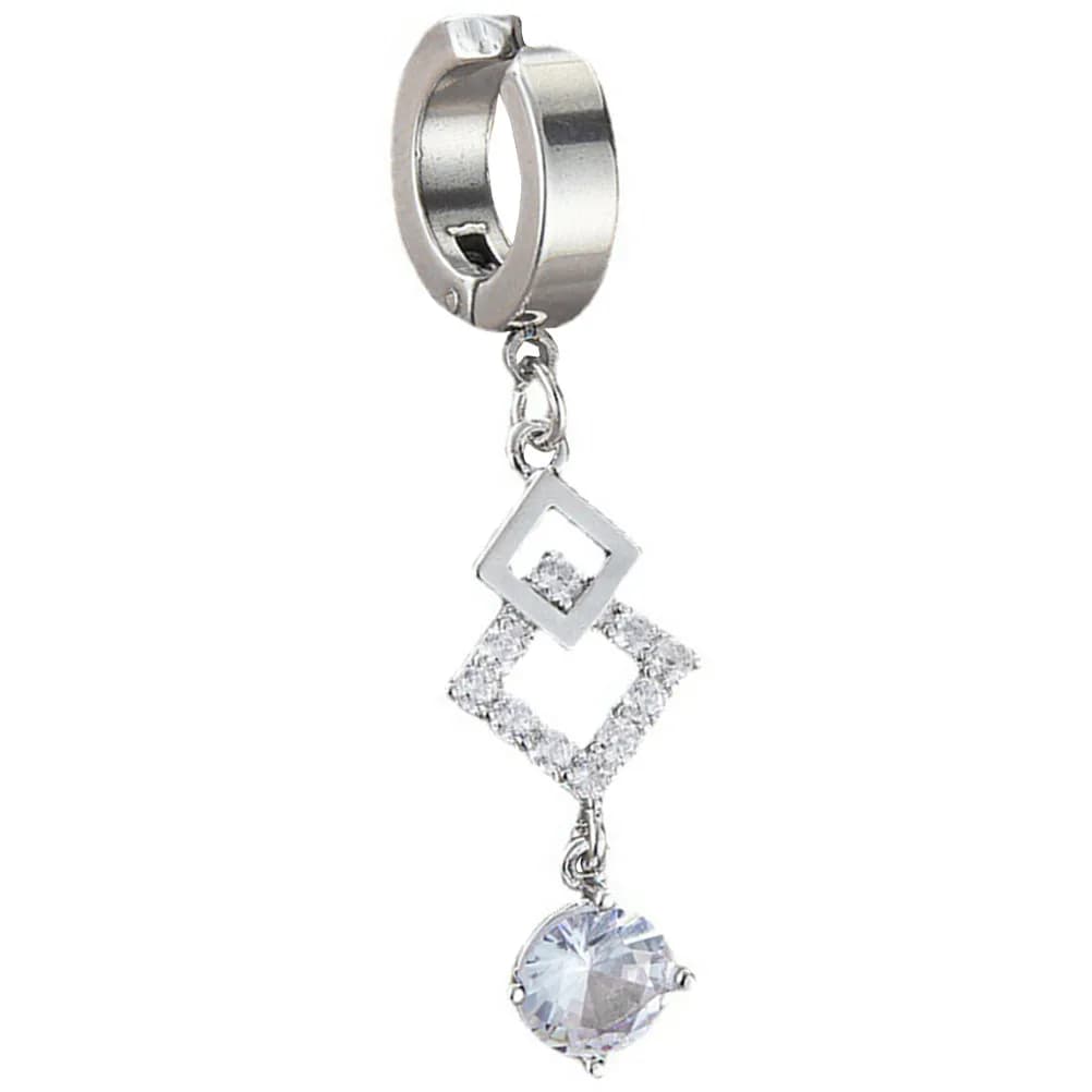 Anello Finto per Ombelico a Clip con Zircone Pendente in Acciaio Inossidabile, Gioielli Non Forati per Ombelico da Donna per Feste e Viaggi