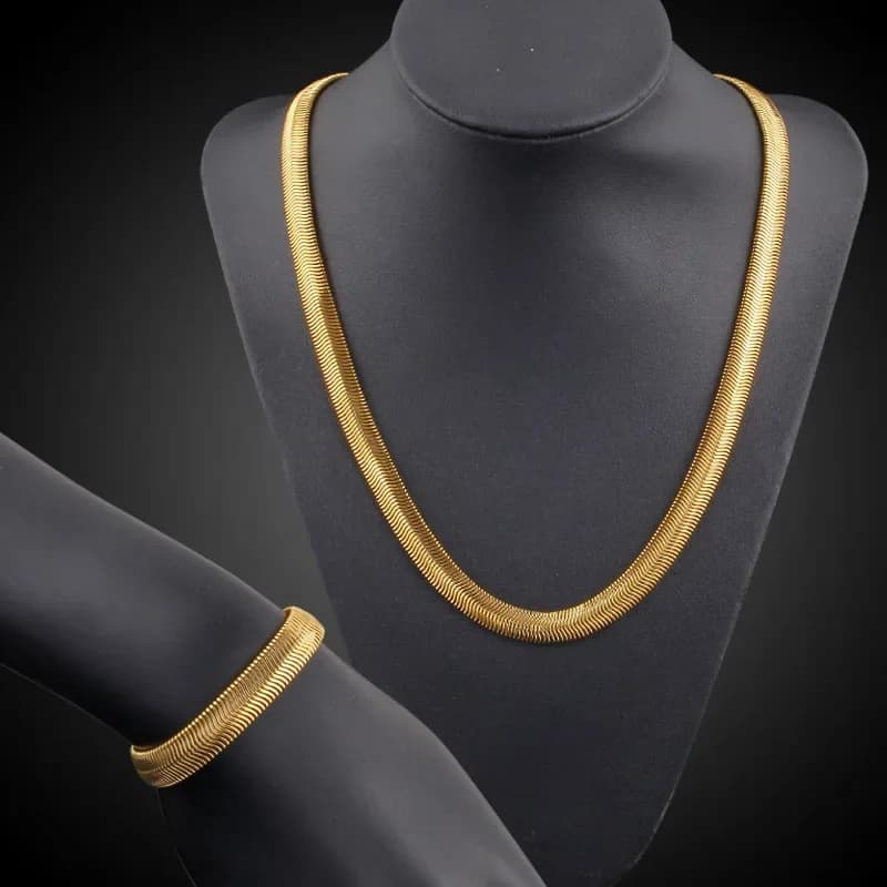 New 925 sterling silver plated 18K gold Noble 6MM snake bone chain Necklaces bracelets Jewelry sets for Men Women Does not fade