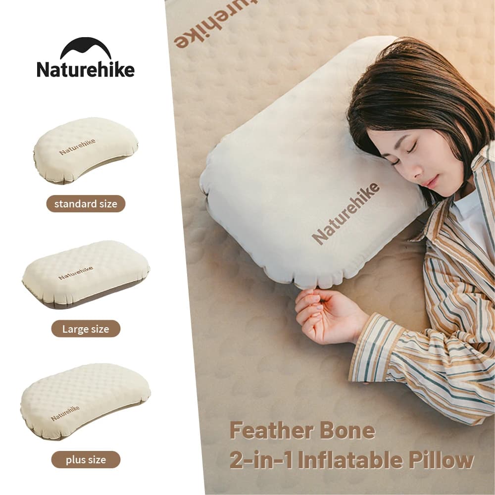 Naturehike Inflatable Camping Bearing 2 in 1 Portable Waterproof Adjustable Lumbar Neck Bearing Comfortable Outdoor Travel Pillow
