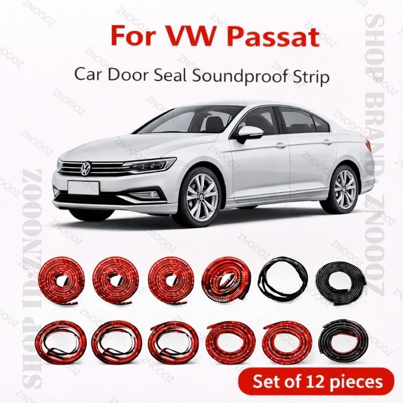 Set di 12 Guarnizioni in Gomma per Portiere Auto VW Passat, Doppio Strato Insonorizzante, Antipolvere e Impermeabile
