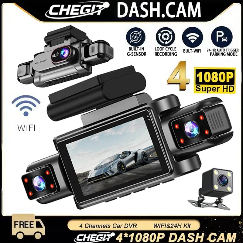 1080P 4 lenses 360 degrees Dash Cam for car WIFI APP Car DVR 4 channels Front video camera Video camera Reverse camera for vehicle