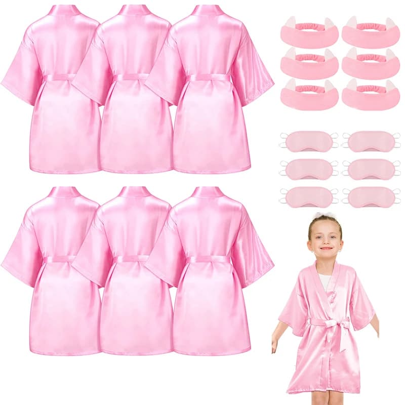 6/5/1 pz Spa Party Robes Kimono Robe for Girls Silk Satin Kids accappatoio Birthday Squad Robes Flower sluber Robe Party Supplies