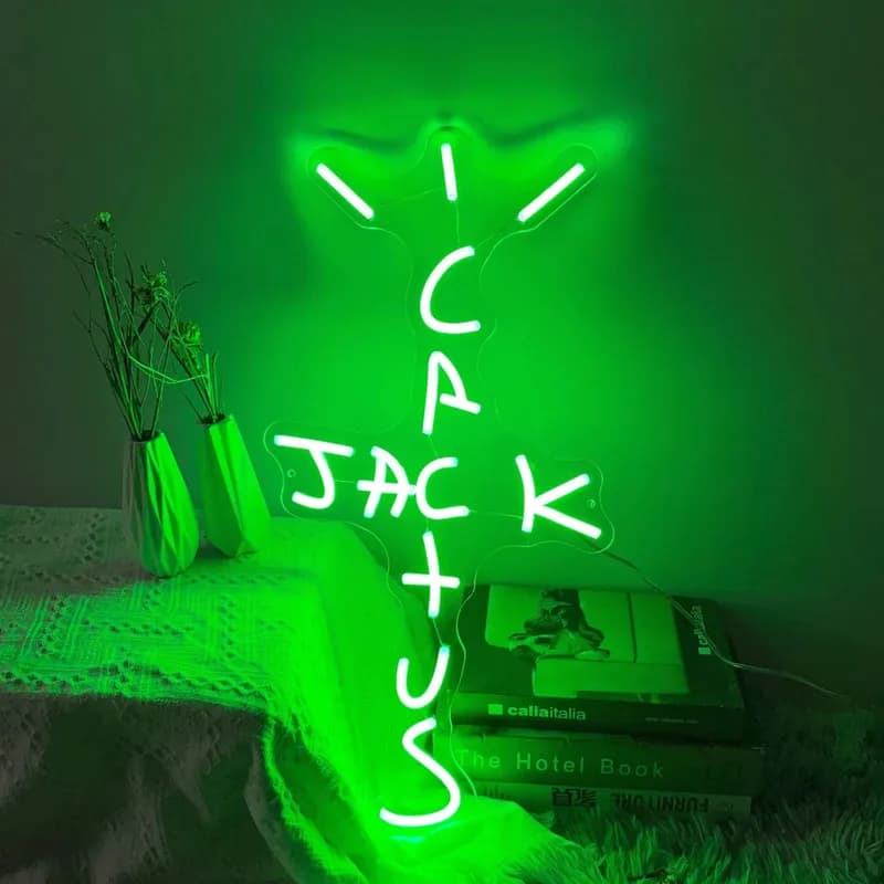 Cactus Jack LED Insegna al neon personalizzata Luce USB Decorazione della stanza Luce al neon Rap West Coast Decorazione della parete della camera da letto Bar Pub Decorazioni per feste