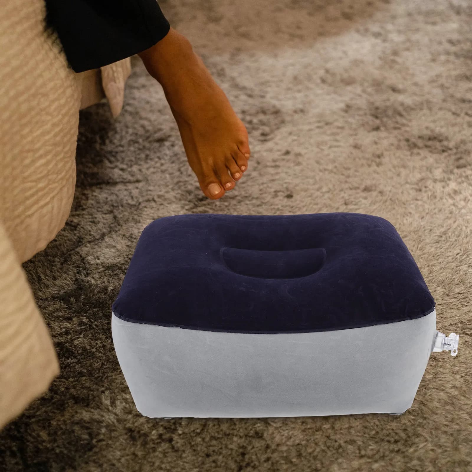 Inflatable Foot Rest for Airplane Travel Inflatable Travel Foot Rest Pillow Compact Lightweight Quick Inflate Deflate Antislip