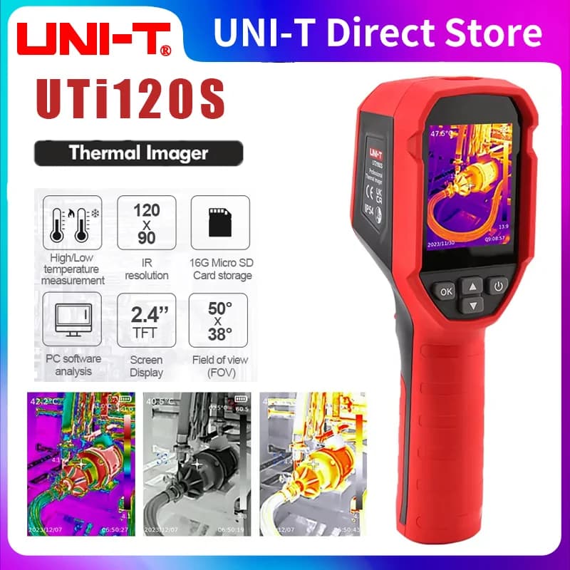 UNI-T Termocamera UTI160S UTI120S Termocamera Rilevatore di riscaldamento a pavimento Test circuito PCB IP54