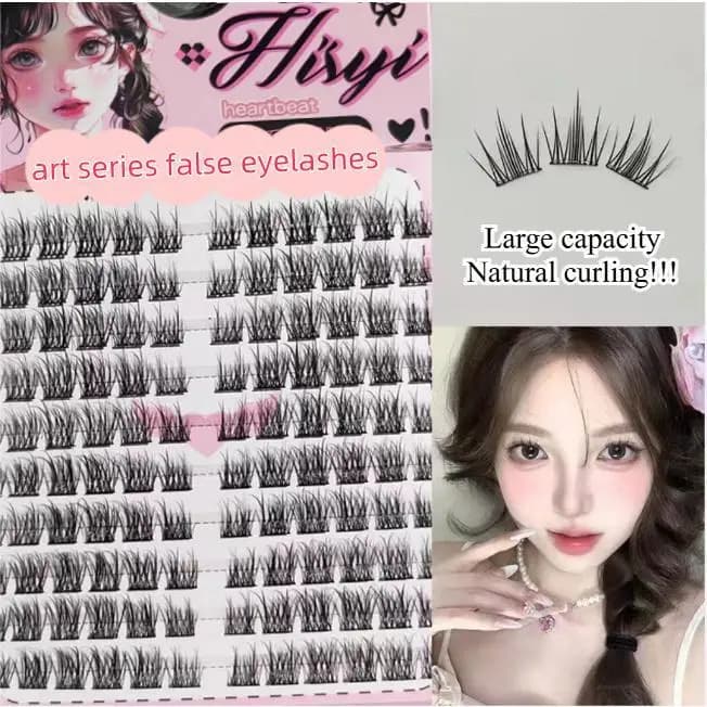 Hisyi 10 file di ciglia finte ad aria ciglia loli segmentate ciglia naturali girasole ciglia ricci naturali a ciuffo singolo