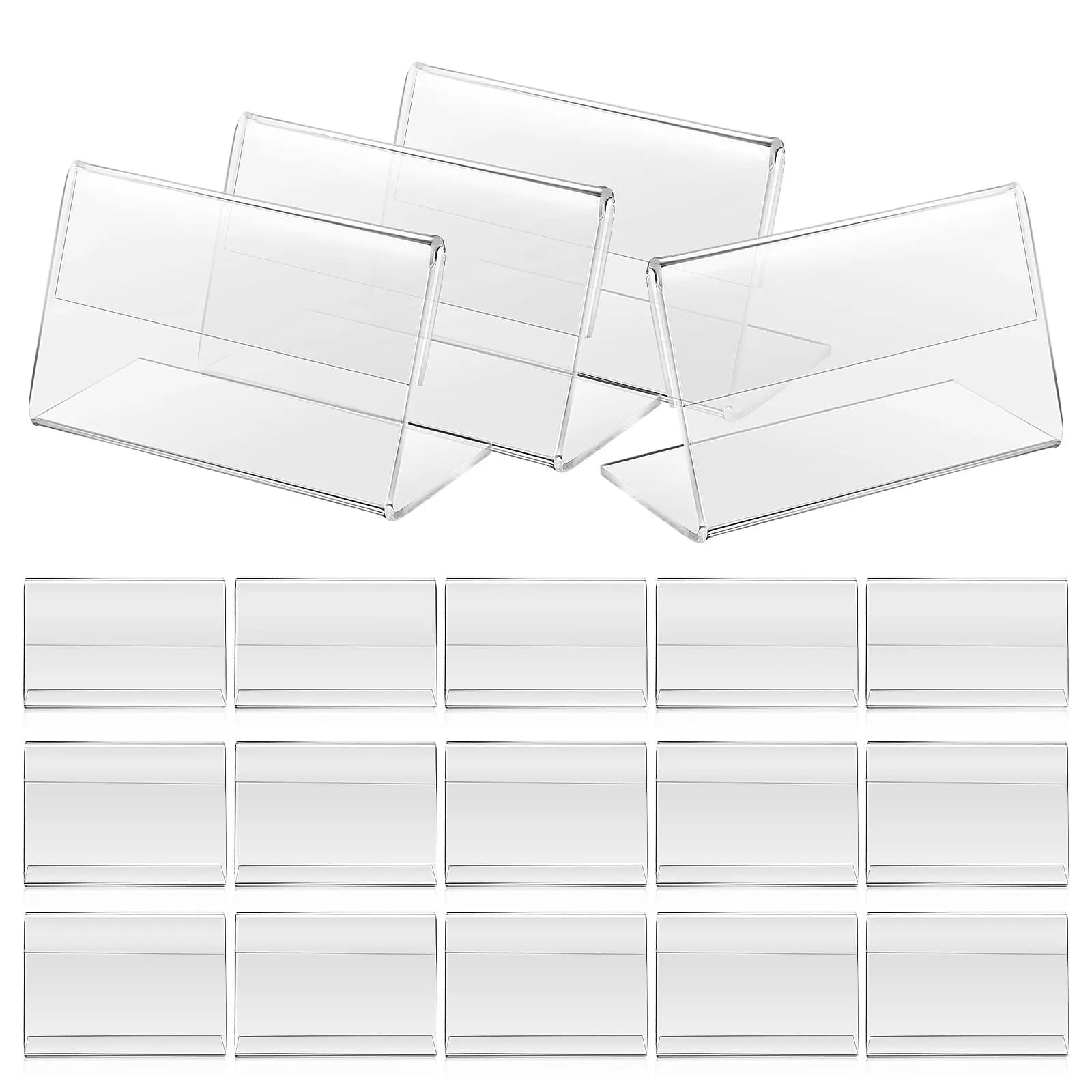 40 Pezzi Porta Cartellini in Acrilico, Espositore Verticale, Porta Etichette Prezzo, Espositore da Tavolo per Prezzi, Porta Segnaposto