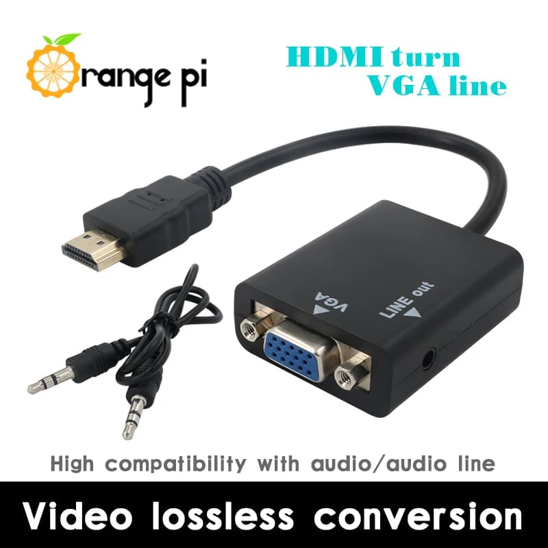 Orange 17cm Anti-jamming Transmission Line HDMI to VGA Cable Works with Monitor up to 720P