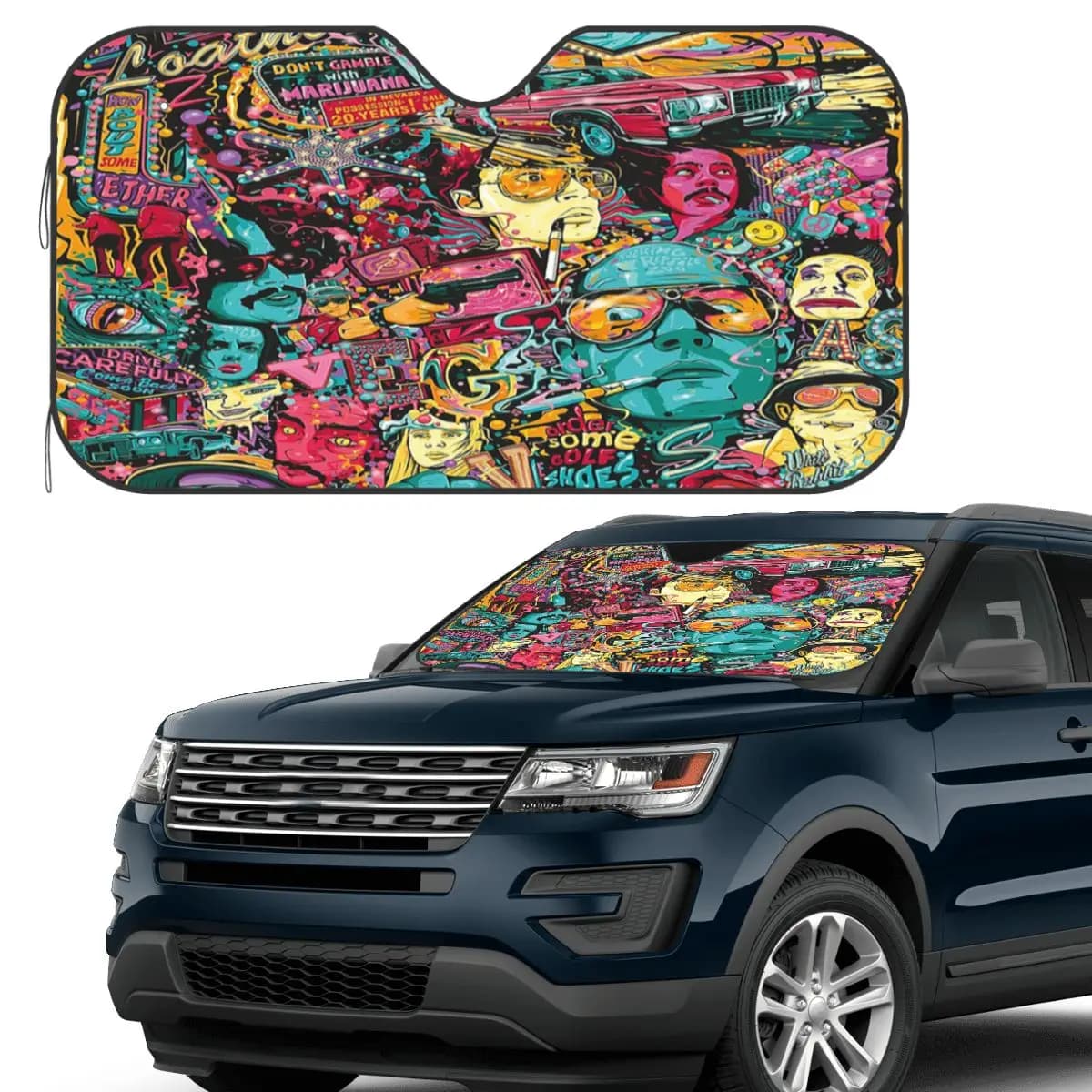 Paura e dego a Las Vegas Art Parasole Parabrezza Parabrezza anteriore per auto Finestra Visiera parasole Accessori Coperture