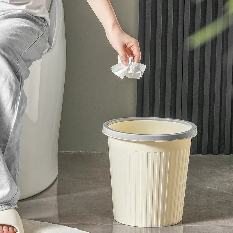 Household Press Ring Garbage Basket Living Room Kitchen Bathroom Large Capacity Without Cover Large Diameter Thickened Trash Can