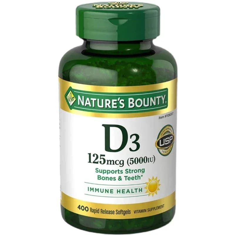 400 pills 5000U vitamin D3 soft capsule calcium supplement for adult men women promotes the absorption of skeletic teeth